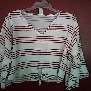 New! Stripe V Neck Top